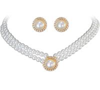 TOFBS Pearl Necklace Earrings Jewellery Set for Women Girls Bridal Jewelry Set Pearl Choker Set Weddings Party Birthday Anniversary Christmas Mothers Day Valentine's Day Gifts (#3)