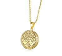 TOFBS Personalized Photo Image Locket Memory Pendant Round Flower Locket Necklace That Holds Picture Custom Necklace Gifts for Women Mom Girldfriend Wife (Gold*Tree of life)
