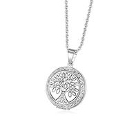TOFBS Personalized Photo Image Locket Memory Pendant Round Flower Locket Necklace That Holds Picture Custom Necklace Gifts for Women Mom Girldfriend Wife (Silver*Tree of life)