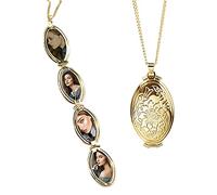 TOFBS Personalized Photo Image Locket Memory Pendant Round Flower Locket Necklace That Holds Picture Custom Necklace Gifts for Women Mom Girldfriend Wife (Gold*4 photo)