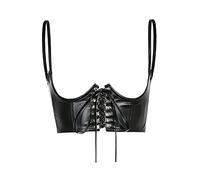 TOFBS Punk Leather Corset Waist Harness Belt for Women and Girls - Adjustable Elastic Underbust Corset - Goth Body Vest Belt - Cosplay Party Rave Halloween Costume (Black)
