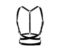 TOFBS Punk Waist Harness Belt Leather Body Chest Chain Black Goth Vest Belt Adjustable Body Jewelry for Women Girls Cosplay Party Rave Halloween Costume (#2)