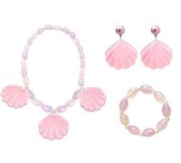 TOFBS Seashell pendant Jewelry Collection Beaded Pearl Necklace Bracelet Earrings Set Mermaid Beach Ocean Theme Accessory Summer Costume Jewelry