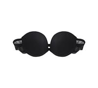 TOFBS Women Strapless Front Buckle Lift Bra Lace Backless Non-Slip Invisible Push Up Bandeau Bra with Removable Strap (Black,L)