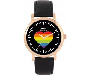 Toff London 38mm Pride Rainbow Heart Batons Watch