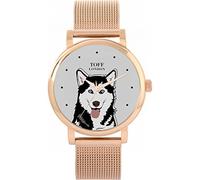 Toff London Black and White Husky Head Dog Watch Ladies 38mm Case 3atm Water Resistant Custom Designed Quartz Movement Luxury Fashionable