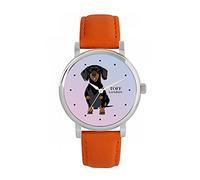 Toff London Black Dachshund Dog Watch Ladies 38mm Case 3atm Water Resistant Custom Designed Quartz Movement Luxury Fashionable