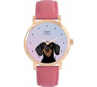 Toff London Black Dachshund Head Dog Watch Ladies 38mm Case 3atm Water Resistant Custom Designed Quartz Movement Luxury Fashionable
