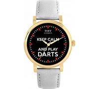 Toff London Black Keep Calm and Play Darts Red Batons Watch Ladies 38mm Case 3atm Water Resistant Custom Designed Quartz Movement Luxury Fashionable