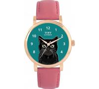 Toff London Black Moggie Cat Head Watch Ladies 38mm Case 3atm Water Resistant Custom Designed Quartz Movement Luxury Fashionable