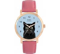 Toff London Black Moggie Cat Head Watch Ladies 38mm Case 3atm Water Resistant Custom Designed Quartz Movement Luxury Fashionable