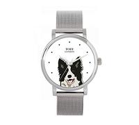 Toff London Black White Border Collie Dog Watch Ladies 38mm Case 3atm Water Resistant Custom Designed Quartz Movement Luxury Fashionable