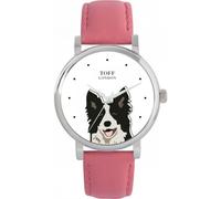 Toff London Black White Border Collie Dog Watch Ladies 38mm Case 3atm Water Resistant Custom Designed Quartz Movement Luxury Fashionable