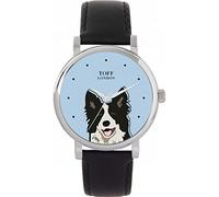 Toff London Black White Border Collie Dog Watch Ladies 38mm Case 3atm Water Resistant Custom Designed Quartz Movement Luxury Fashionable