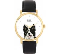 Toff London Black White Border Collie Dog Watch Ladies 38mm Case 3atm Water Resistant Custom Designed Quartz Movement Luxury Fashionable