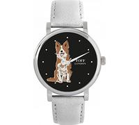 Toff London Black White Border Collie Dog Watch Ladies 38mm Case 3atm Water Resistant Custom Designed Quartz Movement Luxury Fashionable