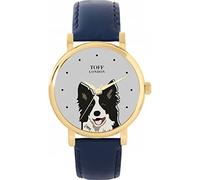 Toff London Black White Border Collie Head Watch Ladies 38mm Case 3atm Water Resistant Custom Designed Quartz Movement Luxury Fashionable