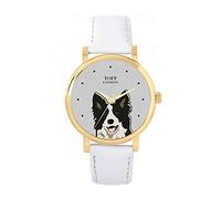 Toff London Black White Border Collie Head Watch Ladies 38mm Case 3atm Water Resistant Custom Designed Quartz Movement Luxury Fashionable