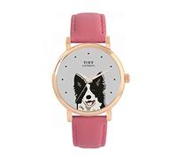 Toff London Black White Border Collie Head Watch Ladies 38mm Case 3atm Water Resistant Custom Designed Quartz Movement Luxury Fashionable