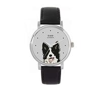 Toff London Black White Border Collie Head Watch Ladies 38mm Case 3atm Water Resistant Custom Designed Quartz Movement Luxury Fashionable