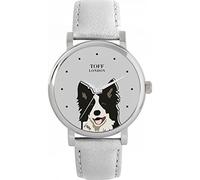 Toff London Black White Border Collie Head Watch Ladies 38mm Case 3atm Water Resistant Custom Designed Quartz Movement Luxury Fashionable