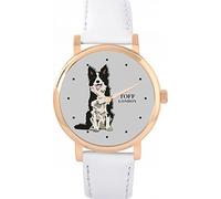 Toff London Black White Border Collie Watch Ladies 38mm Case 3atm Water Resistant Custom Designed Quartz Movement Luxury Fashionable