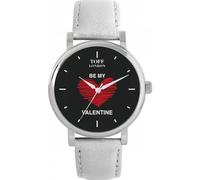 Toff London Black with Red Heart Be My Valentine Gift in Several Combinations, Bespoke dial, Assembled by Hand, Two Cases, Leather or Metal Straps, Accurate Quartz 3-Hand Movement Watch