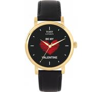 Toff London Black with Red Heart Be My Valentine Gift in Several Combinations, Bespoke dial, Assembled by Hand, Two Cases, Leather or Metal Straps, Accurate Quartz 3-Hand Movement Watch
