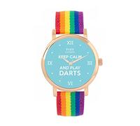 Toff London Blue Keep Calm and Play Darts Batons Watch Ladies 38mm Case 3atm Water Resistant Custom Designed Quartz Movement Luxury Fashionable
