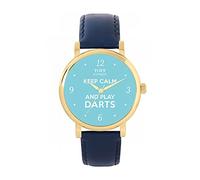 Toff London Blue Keep Calm and Play Darts Batons Watch Ladies 38mm Case 3atm Water Resistant Custom Designed Quartz Movement Luxury Fashionable