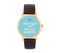 Toff London Blue Keep Calm and Play Darts Watch Ladies 38mm Case 3atm Water Resistant Custom Designed Quartz Movement Luxury Fashionable