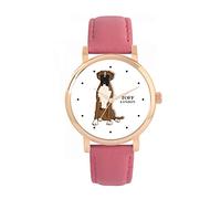 Toff London Brown White Boxer Dog Watch Ladies 38mm Case 3atm Water Resistant Custom Designed Quartz Movement Luxury Fashionable