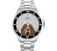 Toff London Brown White Springer Spaniel Head Dog Mens Wrist Watch 42mm Case Custom Design