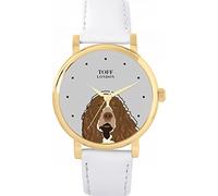 Toff London Brown White Springer Spaniel Head Watch Ladies 38mm Case 3atm Water Resistant Custom Designed Quartz Movement Luxury Fashionable