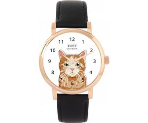 Toff London Ginger Tabby Cat Watch Ladies 38mm Case 3atm Water Resistant Custom Designed Quartz Movement Luxury Fashionable