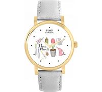 Toff London I Love Plants Tulip Watch Ladies 38mm Case 3atm Water Resistant Custom Designed Quartz Movement Luxury Fashionable