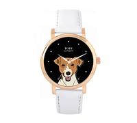 Toff London Ladies Beige Jack Russell Terrier Dog Head Watch