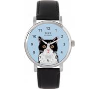 Toff London Ladies Black and White Cat Head Watch