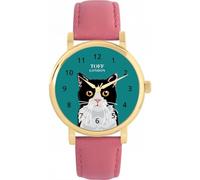 Toff London Ladies Black and White Cat Head Watch