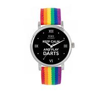 Toff London Ladies Black Keep Calm and Play Darts Batons Watch