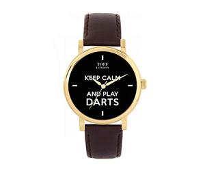 Toff London Ladies Black Keep Calm and Play Darts Batons Watch