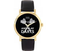 Toff London Ladies Black Keep Calm and Play Darts Watch