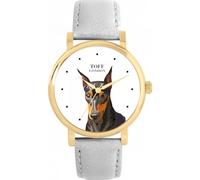 Toff London Ladies Black Miniature Pinscher Dog Head Watch