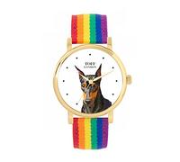 Toff London Ladies Black Miniature Pinscher Dog Head Watch