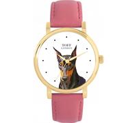 Toff London Ladies Black Miniature Pinscher Dog Head Watch