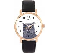 Toff London Ladies Blue British Shorthair Cat Head Watch