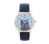 Toff London Ladies Blue British Shorthair Cat Head Watch