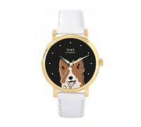Toff London Ladies Brown and White Border Collie Dog Head Watch