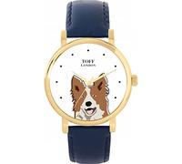 Toff London Ladies Brown and White Border Collie Dog Head Watch