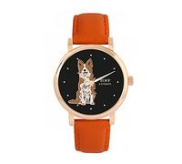 Toff London Ladies Brown and White Border Collie Dog Watch